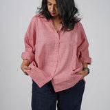 Coral Handwoven Cotton Shirt