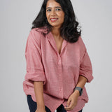 Coral Handwoven Cotton Shirt