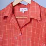 Fresh Coral Jamdani Cotton Shirt
