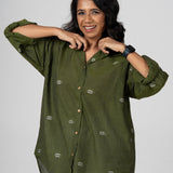 Olive Jamdani Shirt