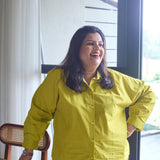 Lime Whisper Oversize Cotton Shirt