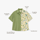 Solo Date Handblocked Cotton Shirt(Green)