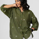 Olive Jamdani Shirt