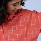Fresh Coral Jamdani Cotton Shirt
