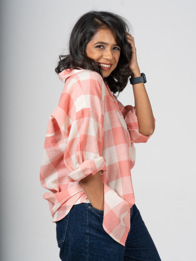 Salmon Checked Handloom Shirt