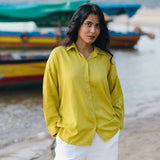 Lime Whisper Oversize Cotton Shirt