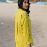 Lime Whisper Oversize Cotton Shirt