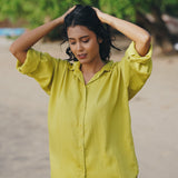 Lime Whisper Oversize Cotton Shirt