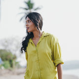 Lime Whisper Oversize Cotton Shirt