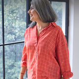 Fresh Coral Jamdani Cotton Shirt