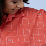 Fresh Coral Jamdani Cotton Shirt
