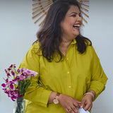 Lime Whisper Oversize Cotton Shirt