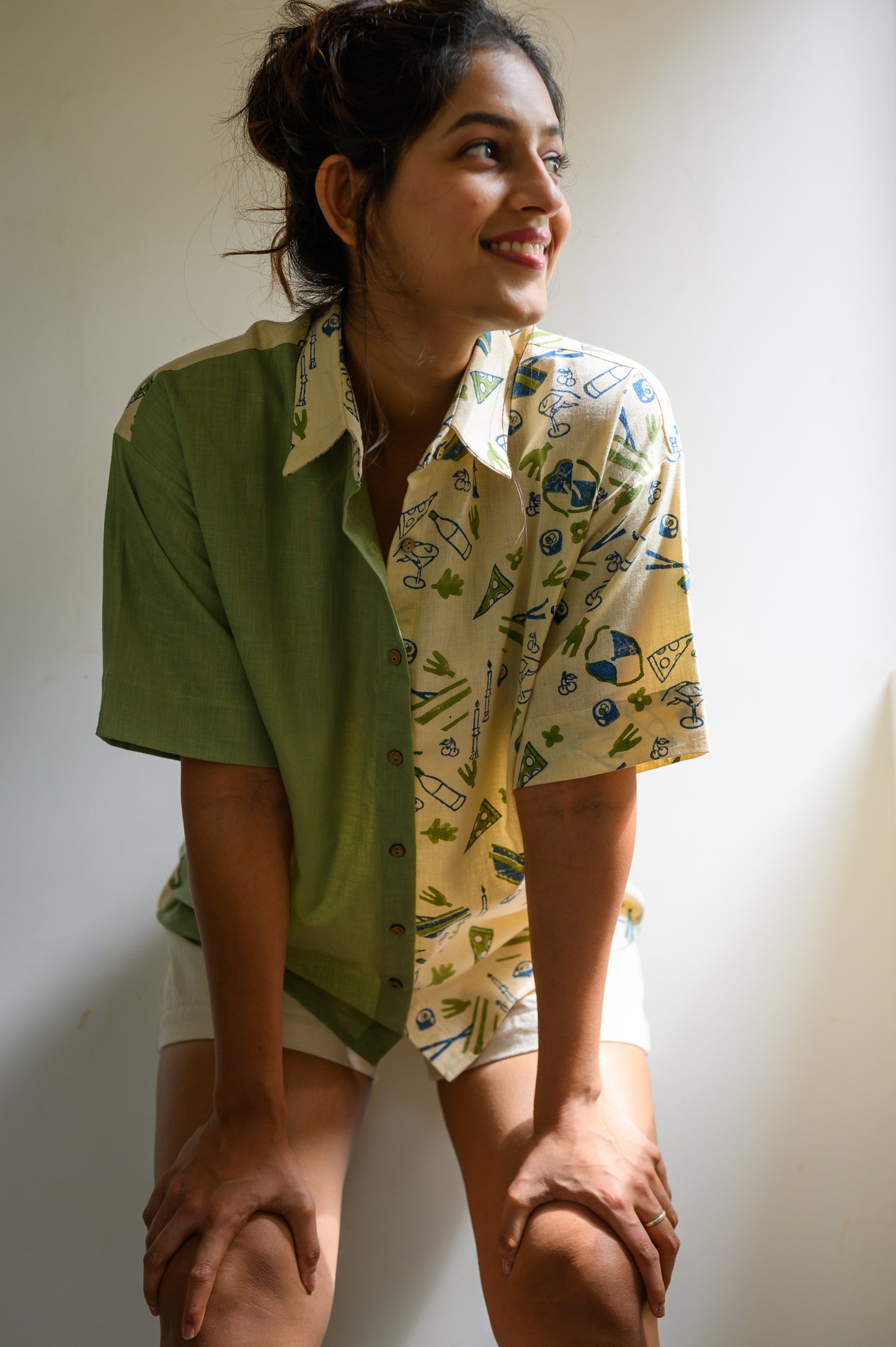 Handblock Printed Cotton Shirt - Green