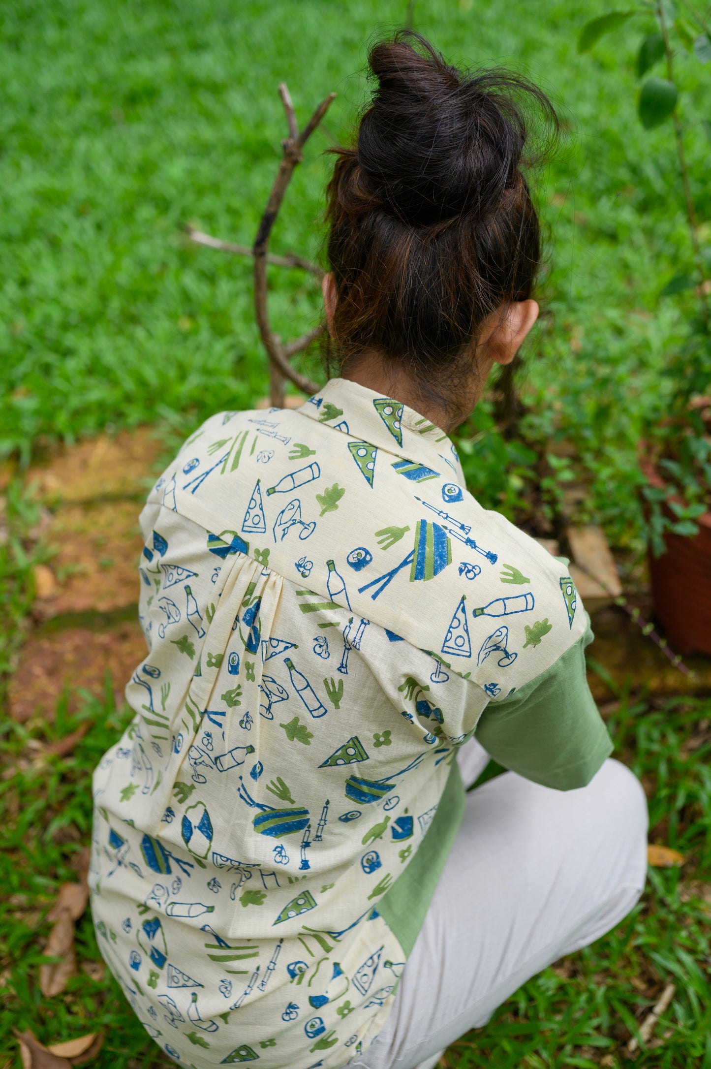 Handblock Printed Cotton Shirt - Green