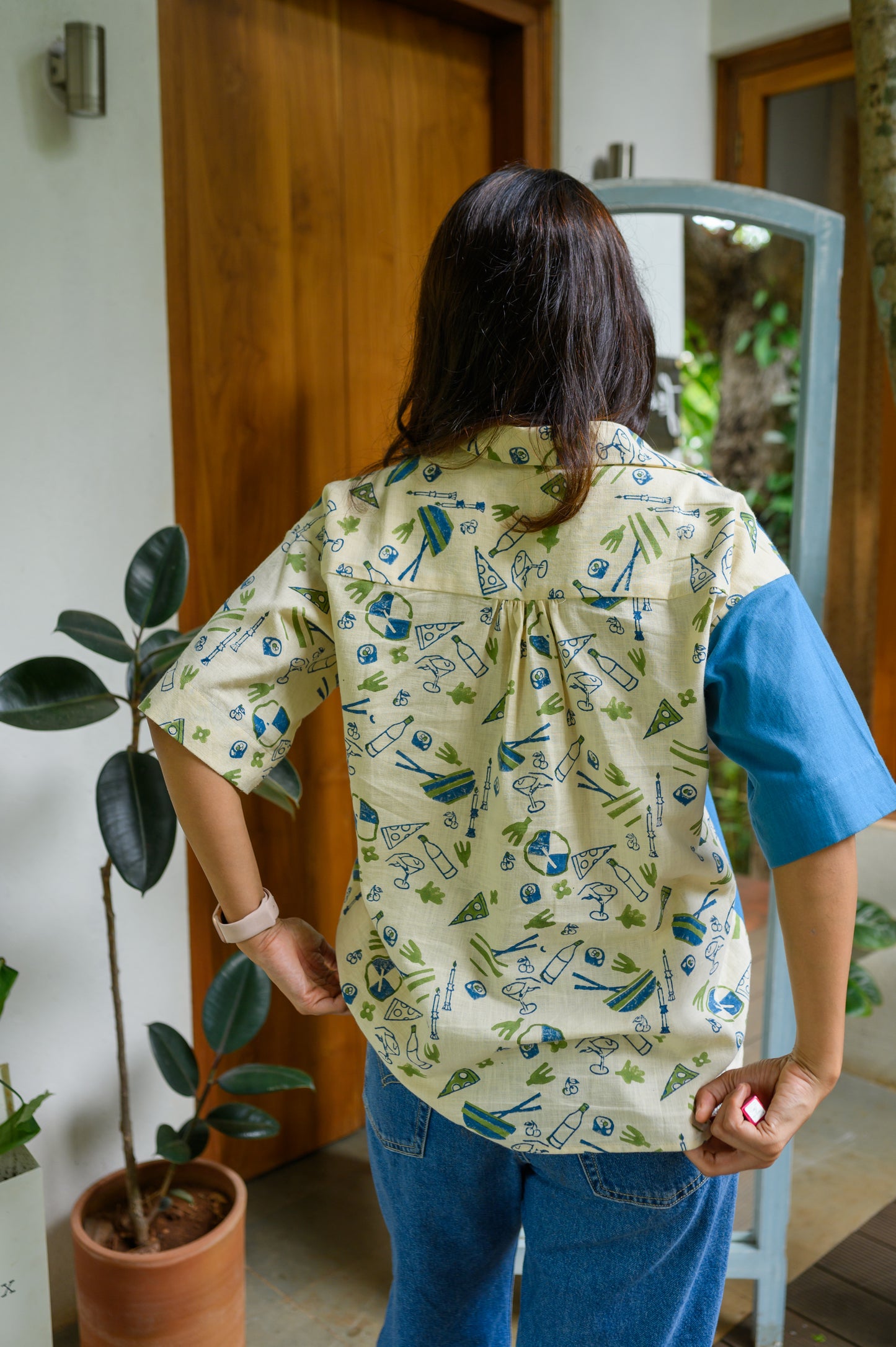 Handblock Printed Cotton Shirt - Blue