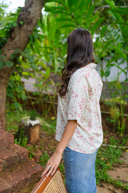 Handblock Printed Cotton Shirt - Signature Pink