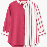 Merlot Stripe Handblocked Cotton Shirt