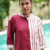 Merlot Stripe Handblocked Cotton Shirt
