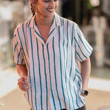 Tealune Stripe Handblocked Cotton Shirt