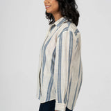 Kora Blue Handloom Stripe Shirt
