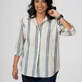 Kora Blue Handloom Stripe Shirt