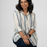 Kora Blue Handloom Stripe Shirt