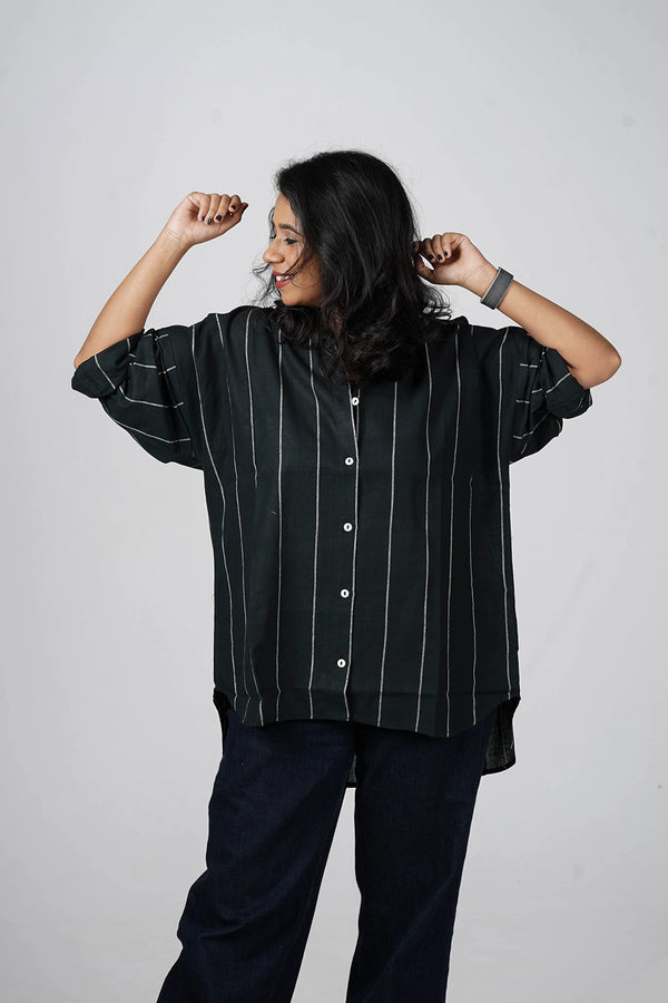 Classic Black Handloom Cotton Shirt