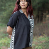Nira Grid Handblocked Cotton Shirt