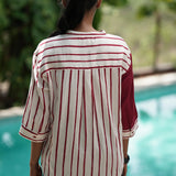 Merlot Stripe Handblocked Cotton Shirt
