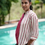 Merlot Stripe Handblocked Cotton Shirt
