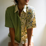 Solo Date Handblocked Cotton Shirt(Green)