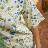 Solo Date Handblocked Cotton Shirt(Green)