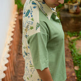 Solo Date Handblocked Cotton Shirt(Green)