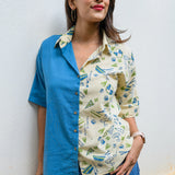 Solo Date Handblocked Cotton Shirt(Blue)