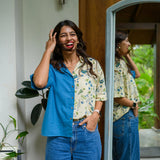 Solo Date Handblocked Cotton Shirt(Blue)