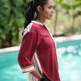 Merlot Stripe Handblocked Cotton Shirt